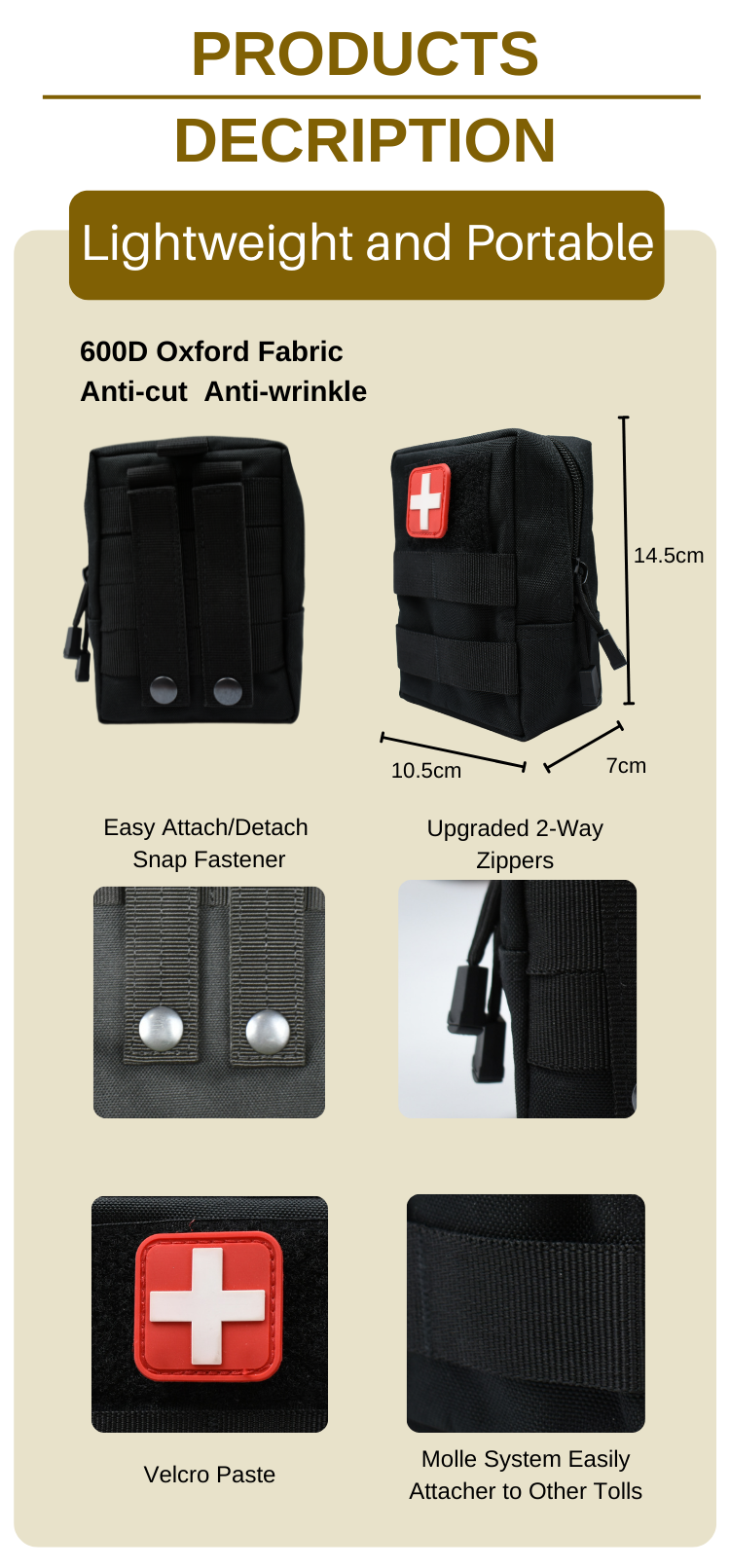 Anthrive Simple Mini IFAK Molle Medical Trauma Survival Bag Combat Emergency First Aid Kit Tactical Pouch factory