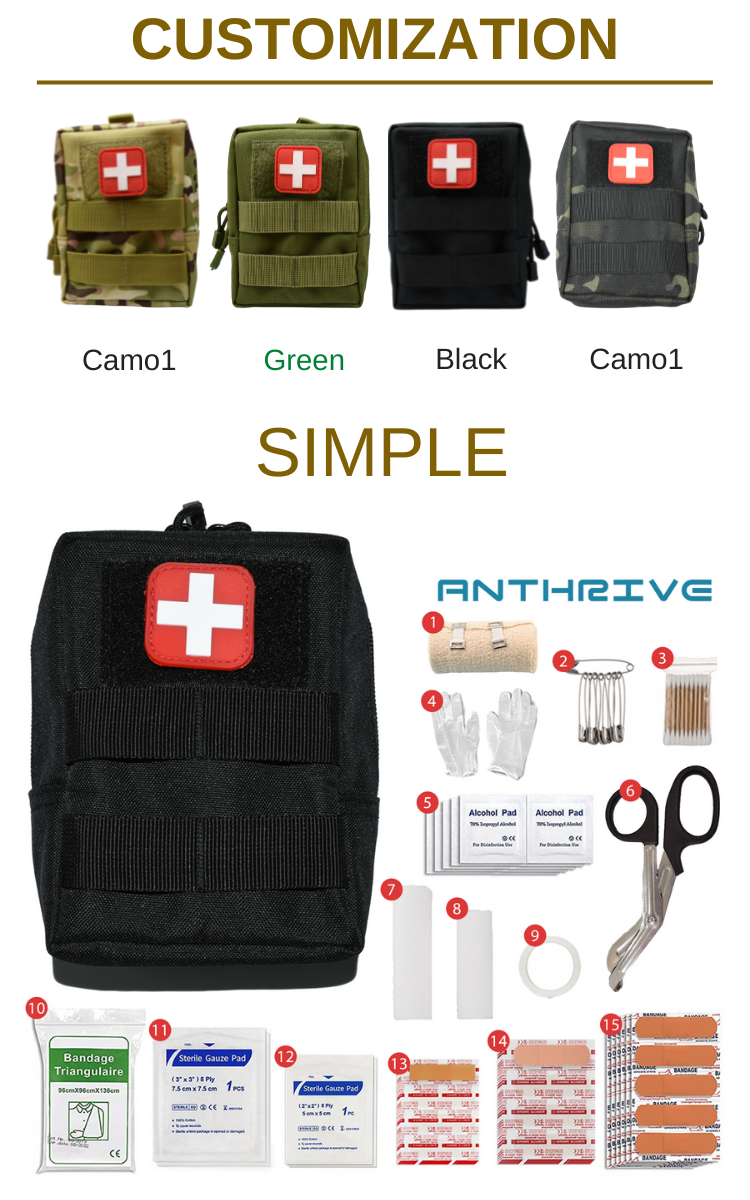 Anthrive Simple Mini IFAK Molle Medical Trauma Survival Bag Combat Emergency First Aid Kit Tactical Pouch details