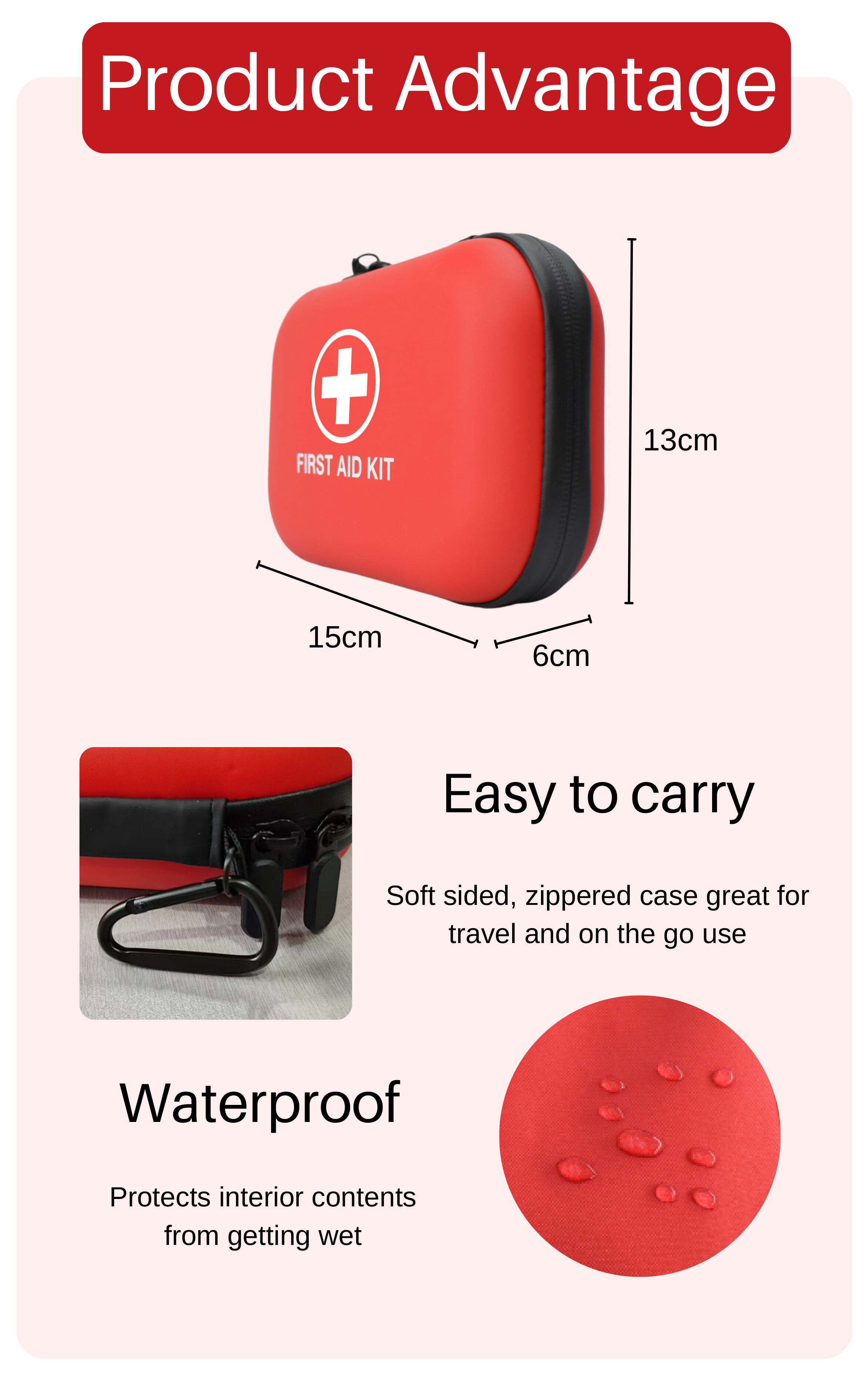 Anthrive 98 PCS Medical Supplies Waterproof Emergency Kit EVA Case Medical First Aid Kit For Travel Home Office Camping Hiking factory