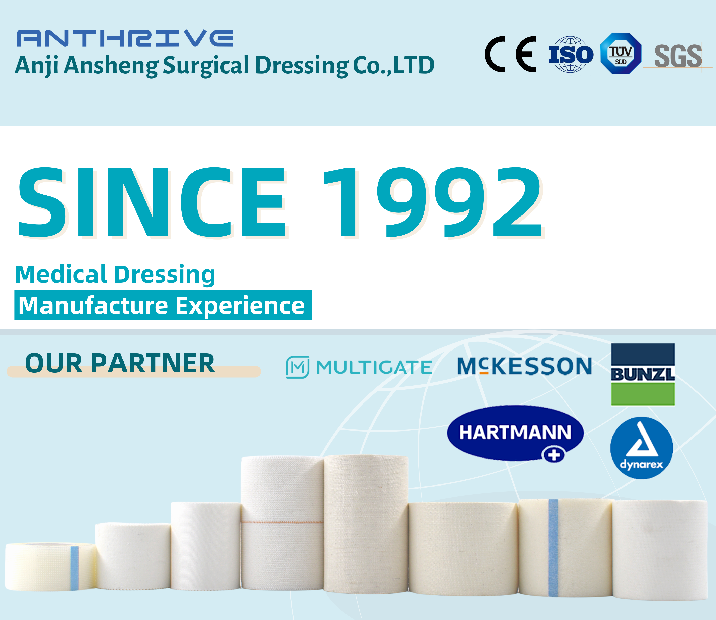 Anthrive Surgical Breathable Tape Non-Woven Skin Soft Fabric Cloth Adhesive Wound Dressing Fixation Bandage details