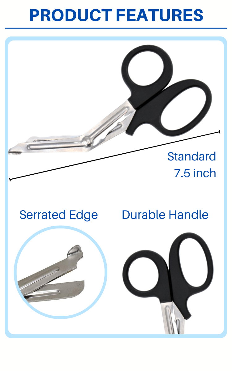 Anthrive 7.5inch Stainless Steel Black Emergency First Aid Medical Premium Bandage Scissors Tactical Trauma Shears for Nurses details