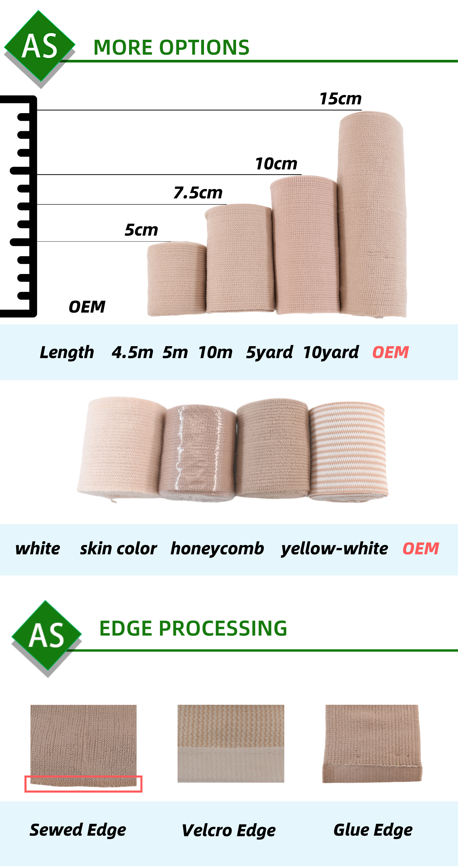 Anthrive OEM Size Waterproof Spandex Compression Cotton Soft Wrap Roll Medical High Elastic Bandage With Clips details