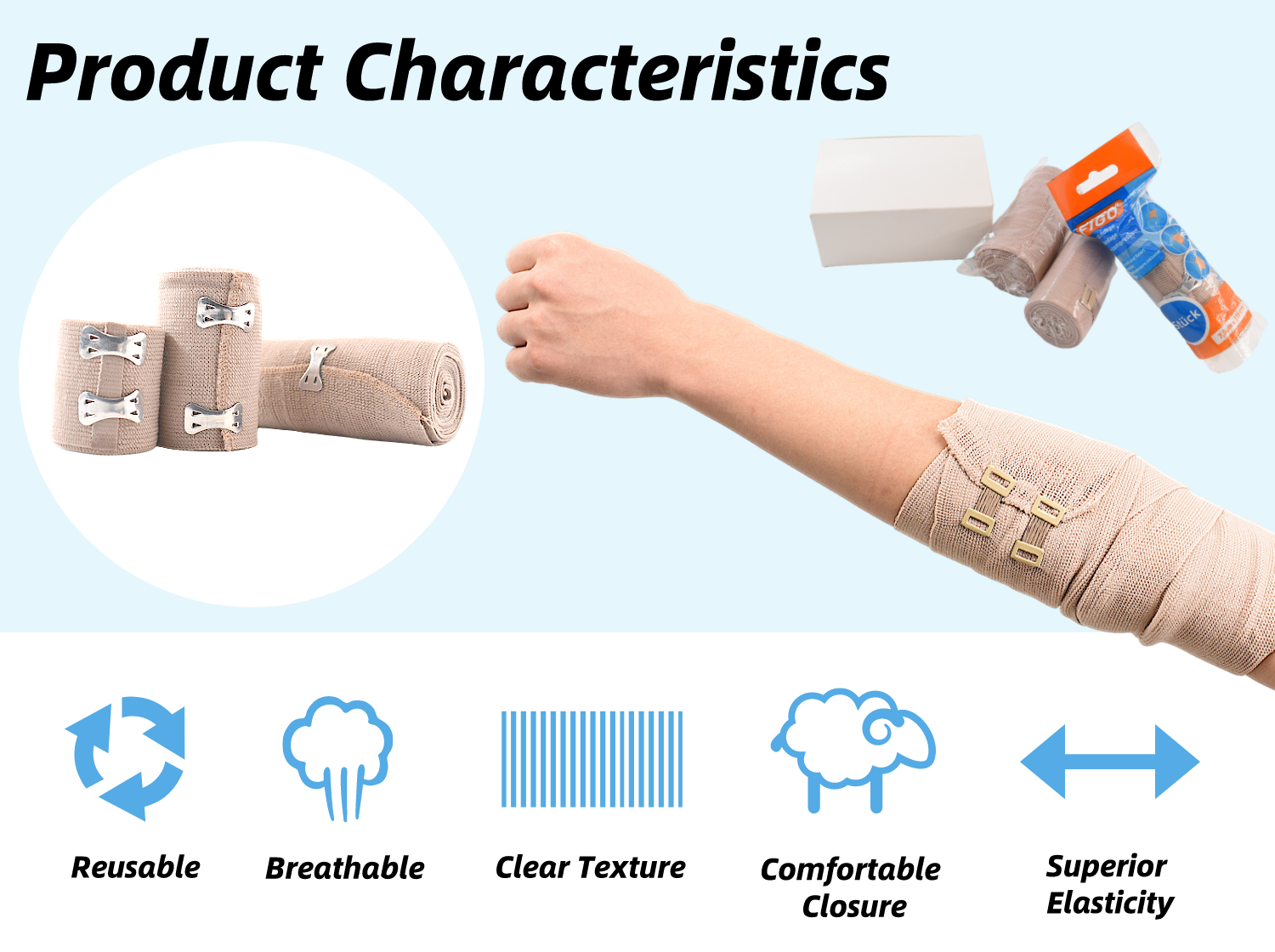 Anthrive OEM Factory Medical Compression Soft Skin Color Cotton High Elastic Bandage With Clips manufacture