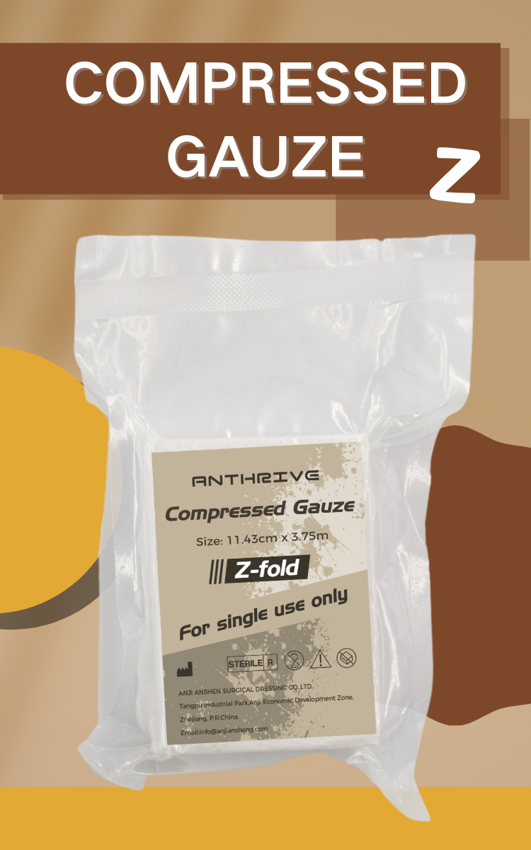 Anthrive 4.5"X4.1Yds Disposable Medical Emergency Tactical Wound Bandage Sterile Dressing To Stop Bleed Z-Fold Compressed Gauze manufacture