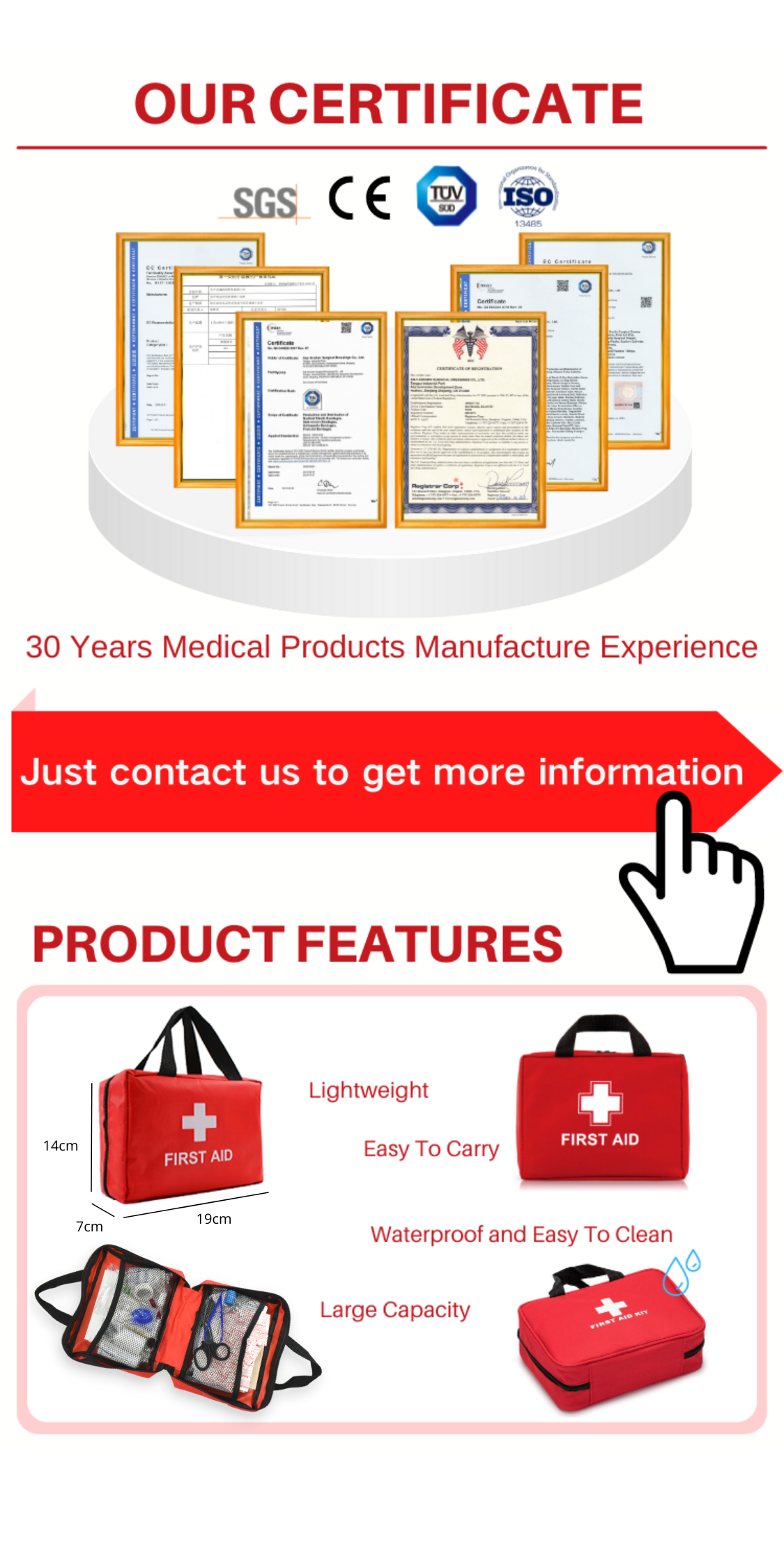 Anthrive OEM 220 Pieces Medical Supplies Portable Waterproof Survival Emergency Kids School Outdoor Home First Aid Kit manufacture