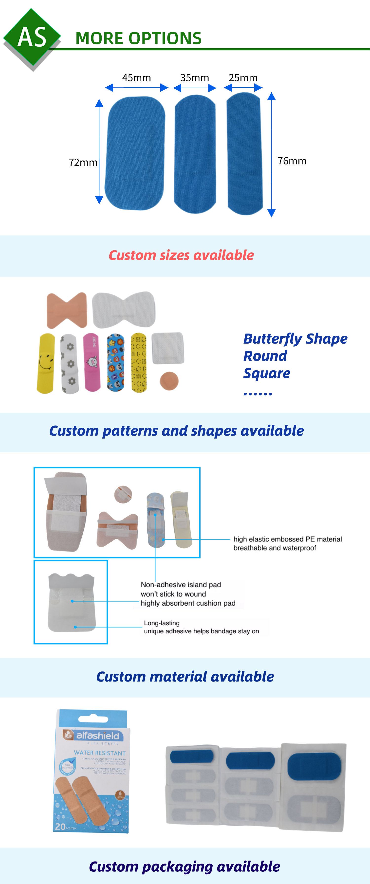 Anthrive Custom Transparent PE High Absorbency Cartoon Waterproof Liquid Band-Aid Wound Plaster Bandage Adhesive Band Aids factory