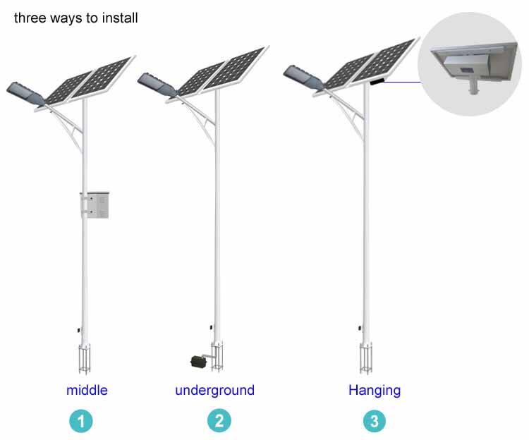 Usine de réverbère solaire à bras simple et double haute luminosité 9M 80W