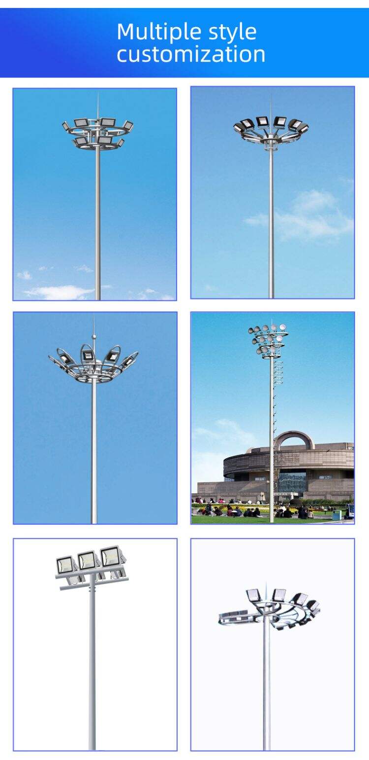 Fornecedor de poste de luz para estádio de inundação de mastro alto automático de 12M 15M 20M 25M 30M 35M 40M
