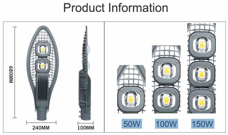 Fornecedor de preço de lâmpada de rua LED externa Cobra 50w 100w 150w 200w 250w
