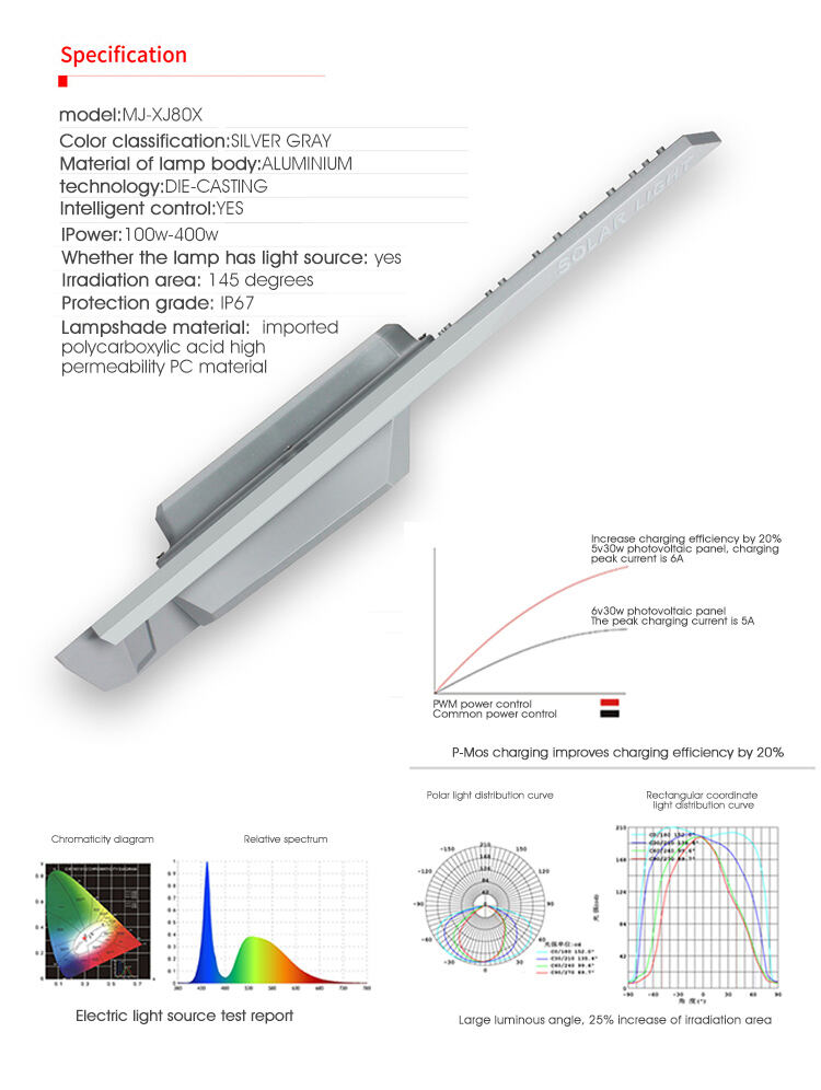 Nouveau lampadaire LED solaire interstellaire économique, semi-séparé, 100w, 200w, 300w, 400w, 500w, 600w, détails