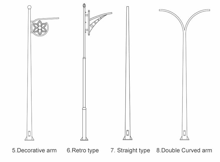 3m 4m 5m 6m 7m 8m 9m 10m 11m 12m Einzel- und Doppelarmmast Straßenlaternenmast Firmenfabrik