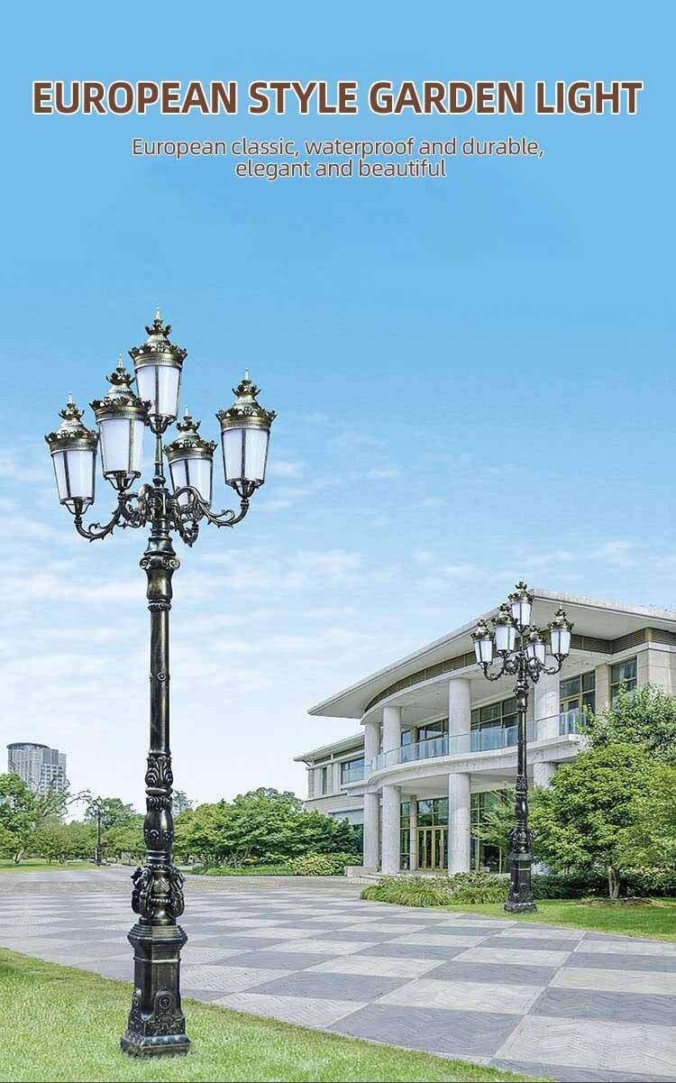 Design 3m 4m 5m europäischer Aluminium-Gartenlichtmast im Freien, antiker Mastlichtlieferant