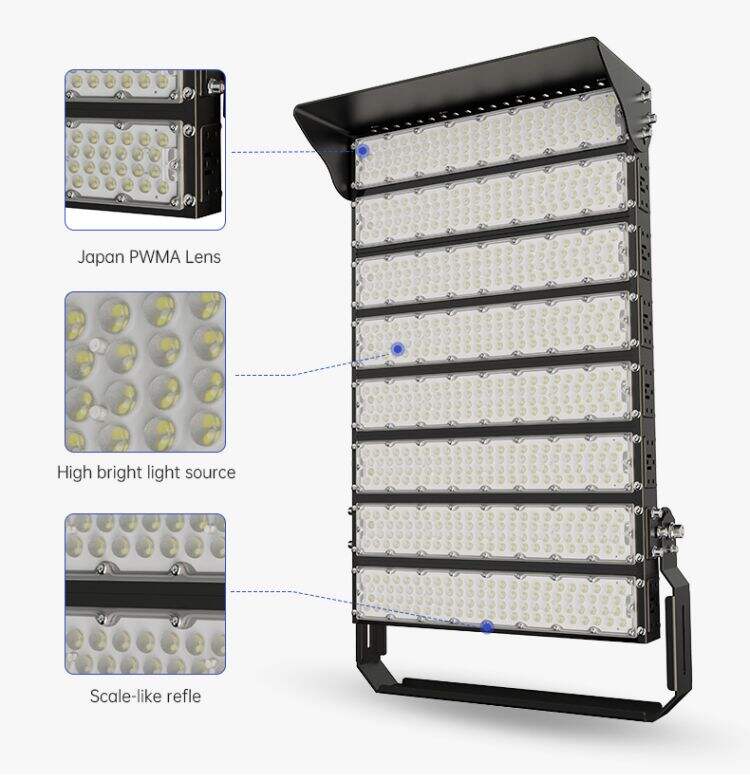 تصنيع 2000 واط في الهواء الطلق لكرة القدم ملعب رياضي ضوء ملعب تنس عالية الصاري عاكس led الأضواء الكاشفة التفاصيل