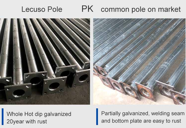 3m 4m 5m 6m 7m 8m 9m 10m 11m 12m poteau d'éclairage public à bras simple et double détails de l'entreprise