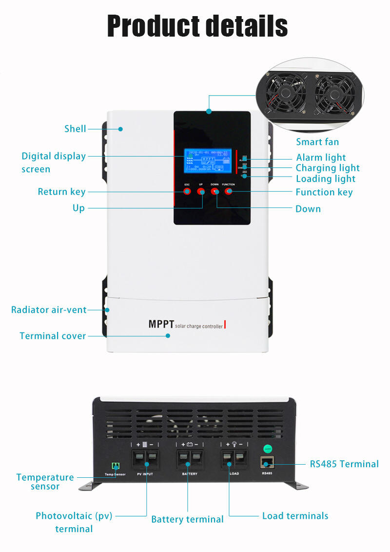 ハイパワー 30A 40A 50A 60A 80A 100A MPPT ソーラー充電コントローラー工場