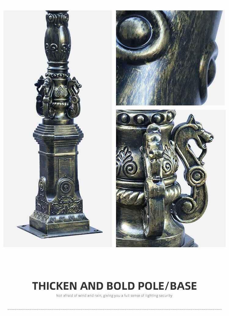 Conception de poteaux d'éclairage de jardin en aluminium européen de 3m 4m 5m, fabrication de luminaires d'extérieur antiques