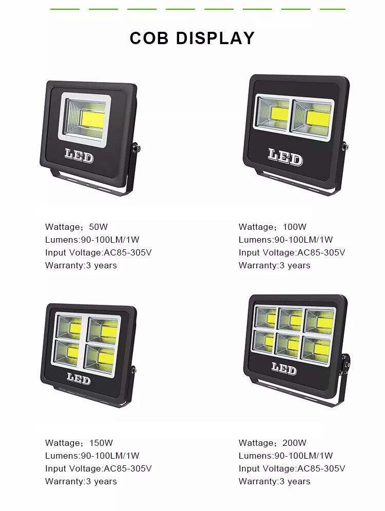 Outdoor waterproof ip66 commercial 220v 50w 100 watt 400w cob led flood light stadium lamp supplier