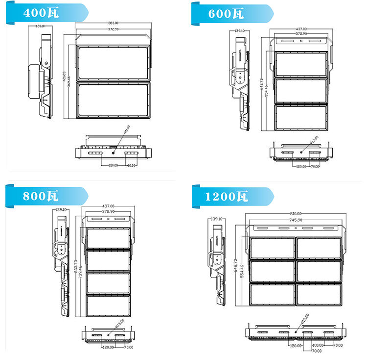 옥외 새로운 100w 200w 250w 500w 800w 1000w ip66 옥외 백색 경기장은 홍수 빛 공급자를 지도했습니다