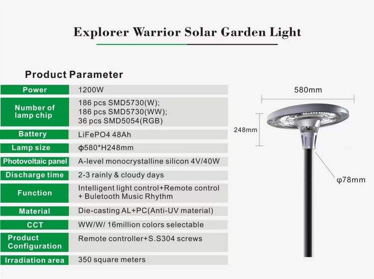 Fabrication de lumière de jardin à énergie solaire LED UFO étanche extérieure RVB