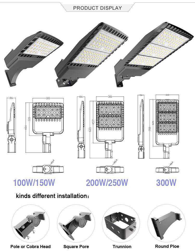 Details zur Preisliste der dekorativen europäischen 220-V-150-W-250-W-300-400-SMD-LED-Straßenleuchte für den Außenbereich im Freien