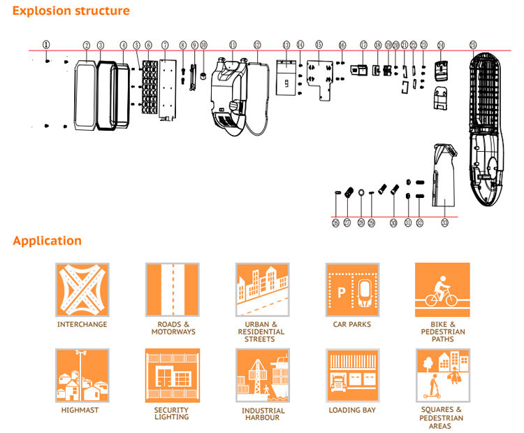 Meanwell – cellule photoélectrique intelligente pour l'extérieur, européen, 5/100/150w, 200 ans de garantie, boîtier en aluminium smd, détails de lampadaire LED