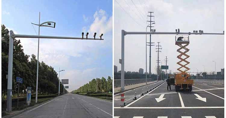 Detalhes abrangentes do poste de luz da câmera CCTV de tráfego de 6m 8m da China