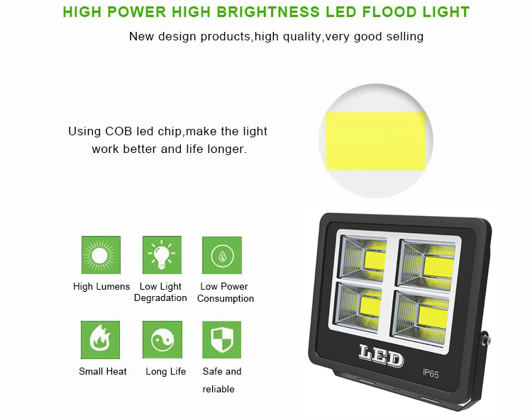 Açık su geçirmez ip66 ticari 220v 50w 100 watt 400w cob led projektör stadyum lambası detayları