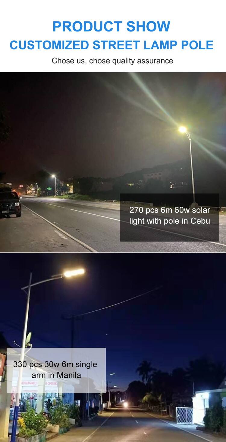 9M 80W High Brightness single and double arm Solar Street Light factory