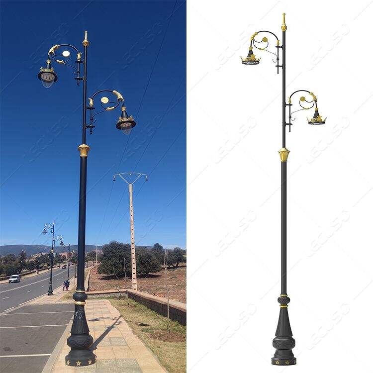 Poteau décoratif 5m-12m en fonte d'aluminium, fabrication de poteaux de lampadaire rétro européen