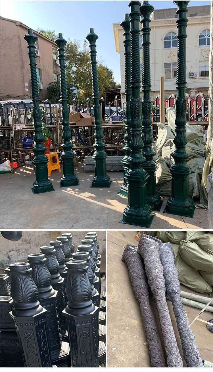 Design 3m 4m 5m European Aluminium Garden light pole outdoor antique pole light details