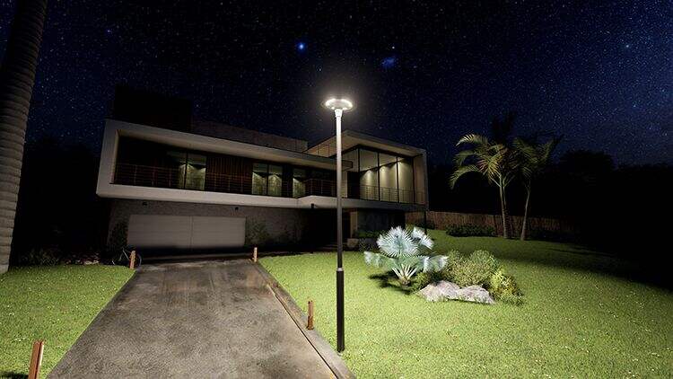 Fournisseur de lumière de jardin à énergie solaire mené par UFO imperméable extérieur RVB