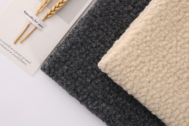 Solid color single-sided woolen fabric thicken overcoat made knitted 55 wool 45 poly fabric factory