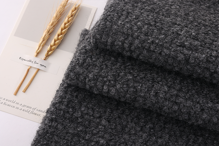 Solid color single-sided woolen fabric thicken overcoat made knitted 55 wool 45 poly fabric factory