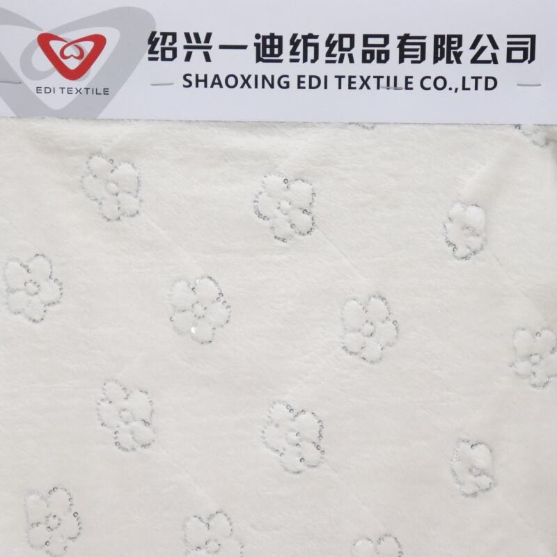 Lovely Flower embroidering Flannel Fabric supplier