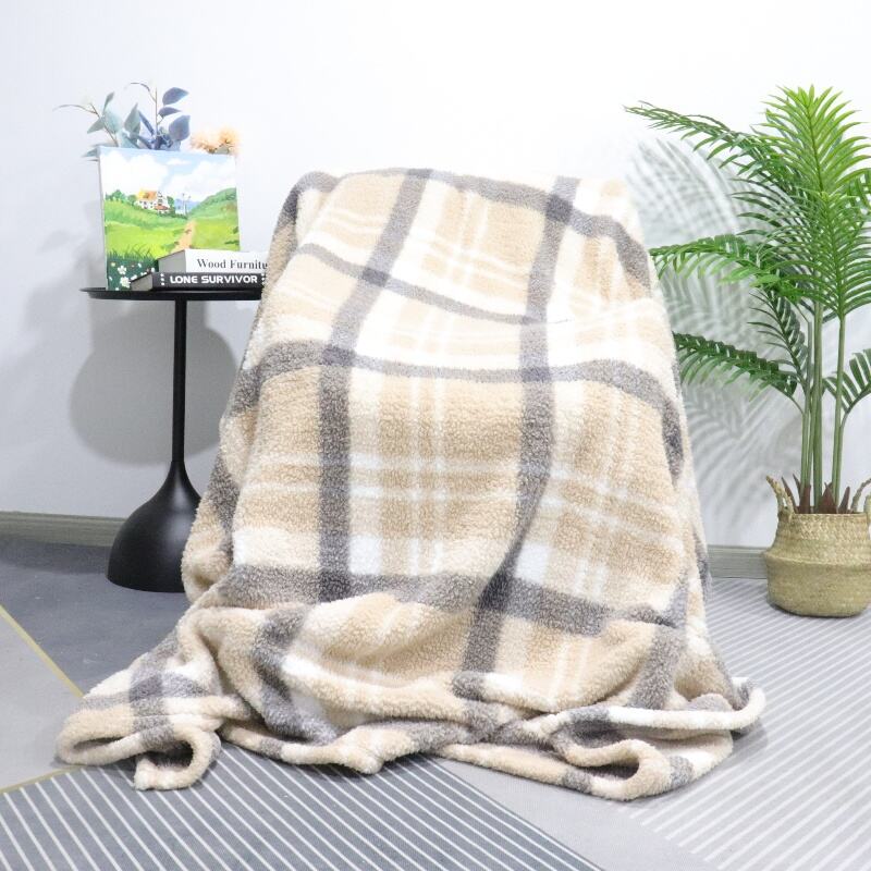 Brown Black Double Layer Striped Sherpa Blanket manufacture