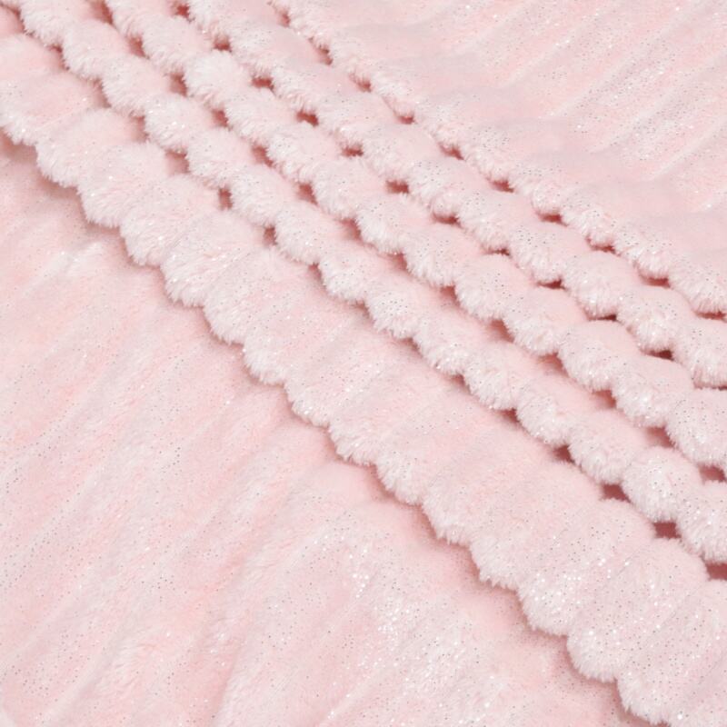 Pink Stripes Jacquard With Foil Flannel Blanket supplier