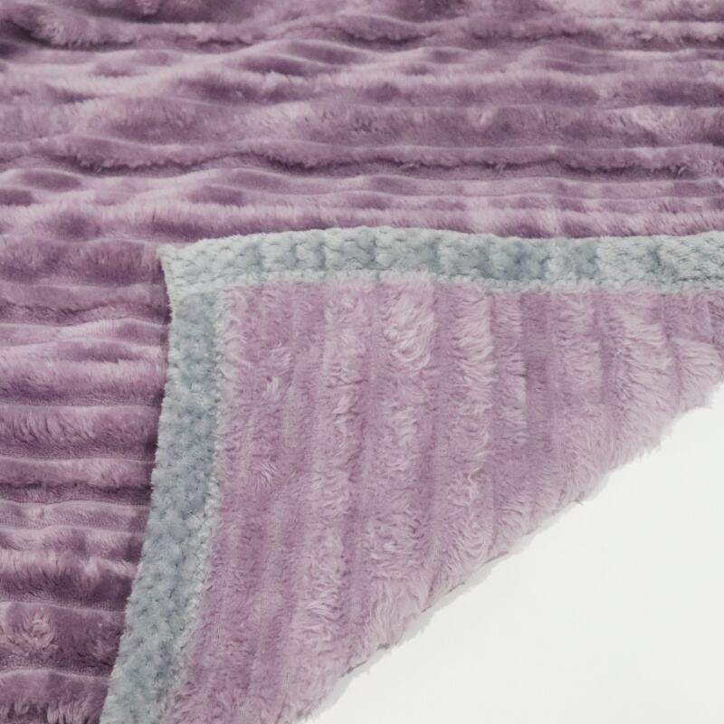 Grape Purple Stripes Jacquard Flannel Blanket factory