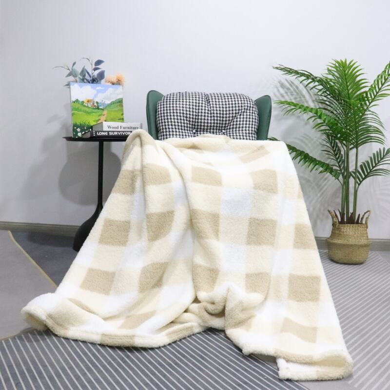 Yellow Square Check Sherpa Blanket supplier