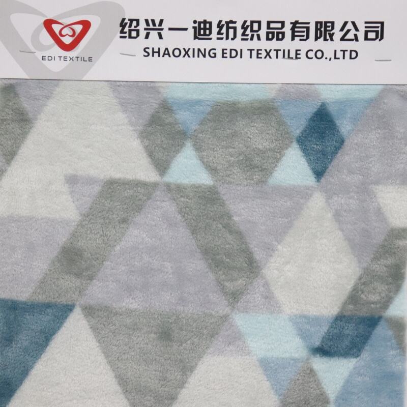 Blue And Grey Rhomboid Flannel Fabric supplier