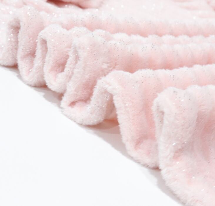 Pink Stripes Jacquard With Foil Flannel Blanket details