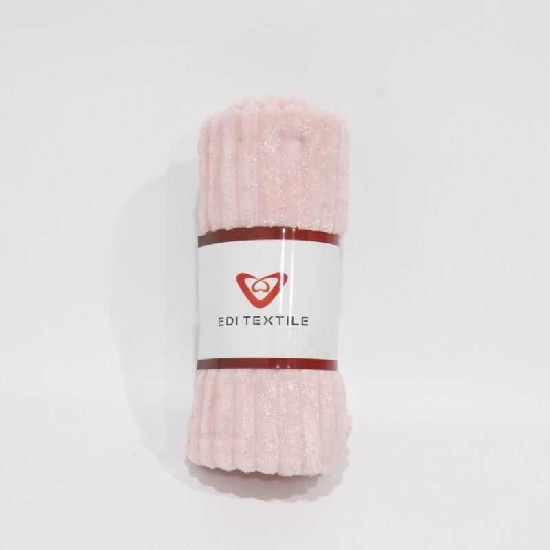 Pink Stripes Jacquard With Foil Flannel Blanket details