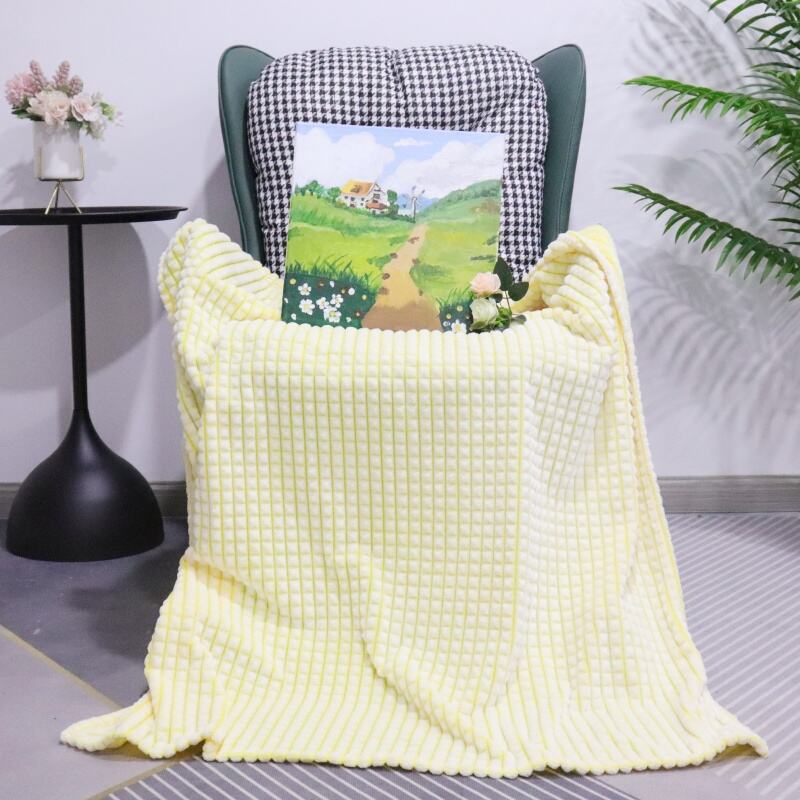 Yellow Pineapple Checks Jacquard Flannel Blanket supplier