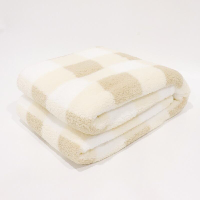 Yellow Square Check Sherpa Blanket supplier