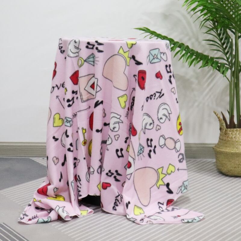 Love Elements Pattern Printing Polar Fleece Blanket factory