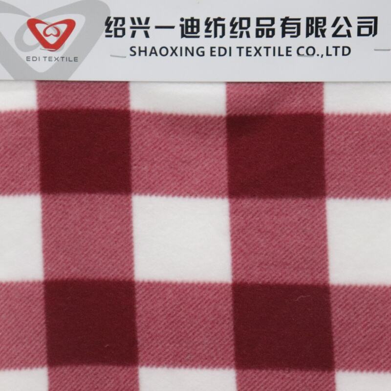 Red And White Stripes Printing Polar Fleece Fabric factory