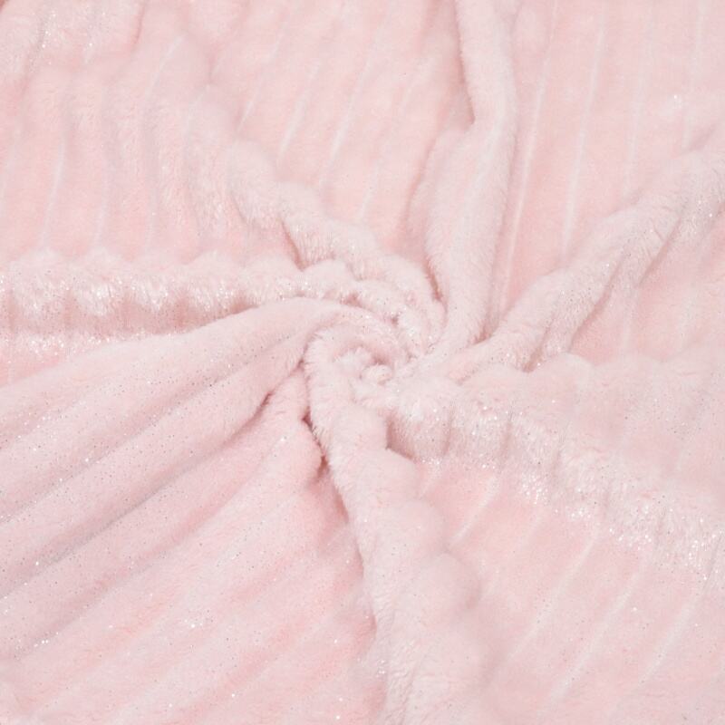 Pink Stripes Jacquard With Foil Flannel Blanket details