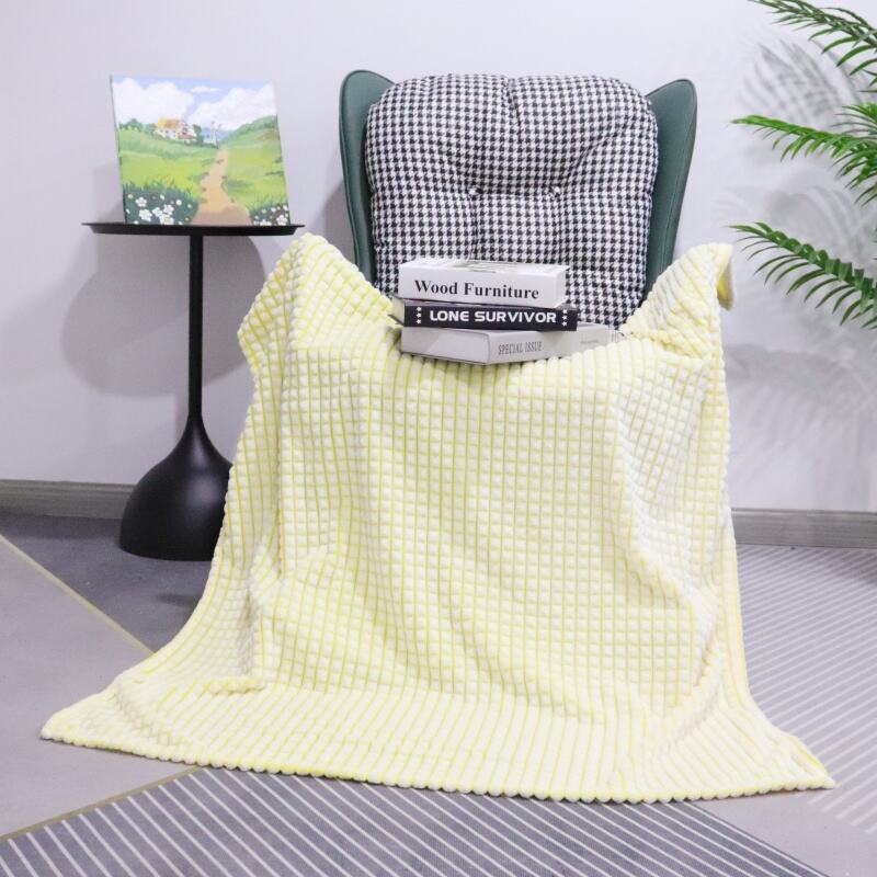 Yellow Pineapple Checks Jacquard Flannel Blanket manufacture