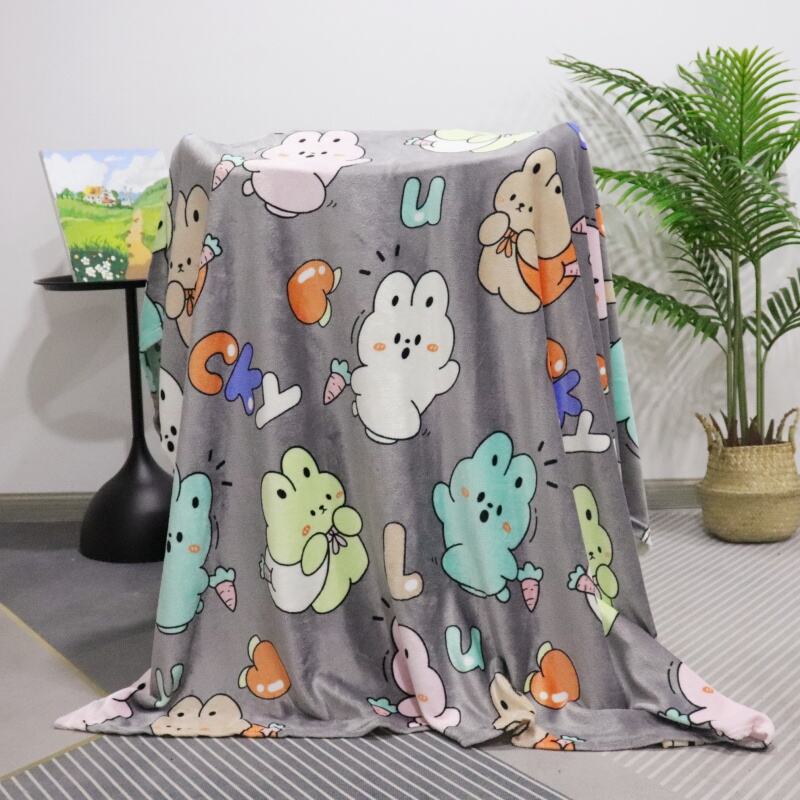 Rabbits Printing Single Layer Flannel Blanket manufacture