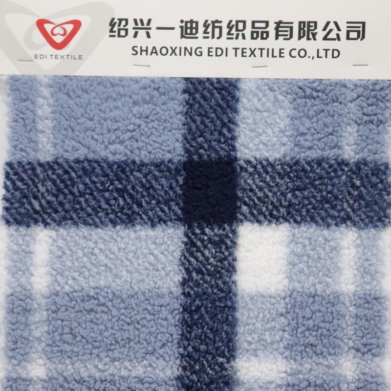 Blue And White Stripes Printing Sherpa Fabric factory