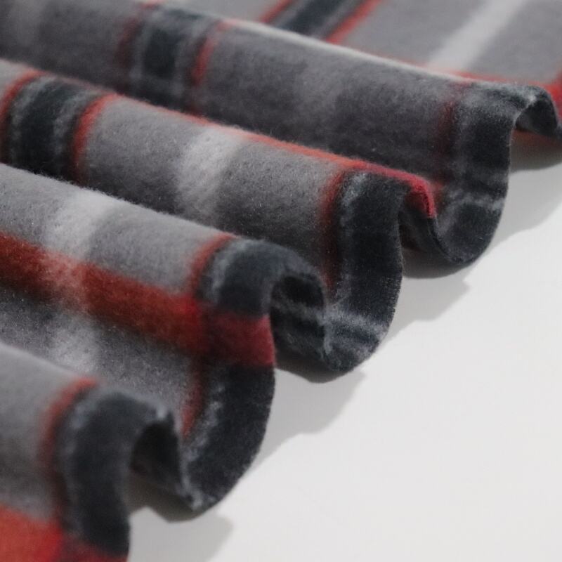 Black And Red Stripes Printing Polar Fleece Fabric details